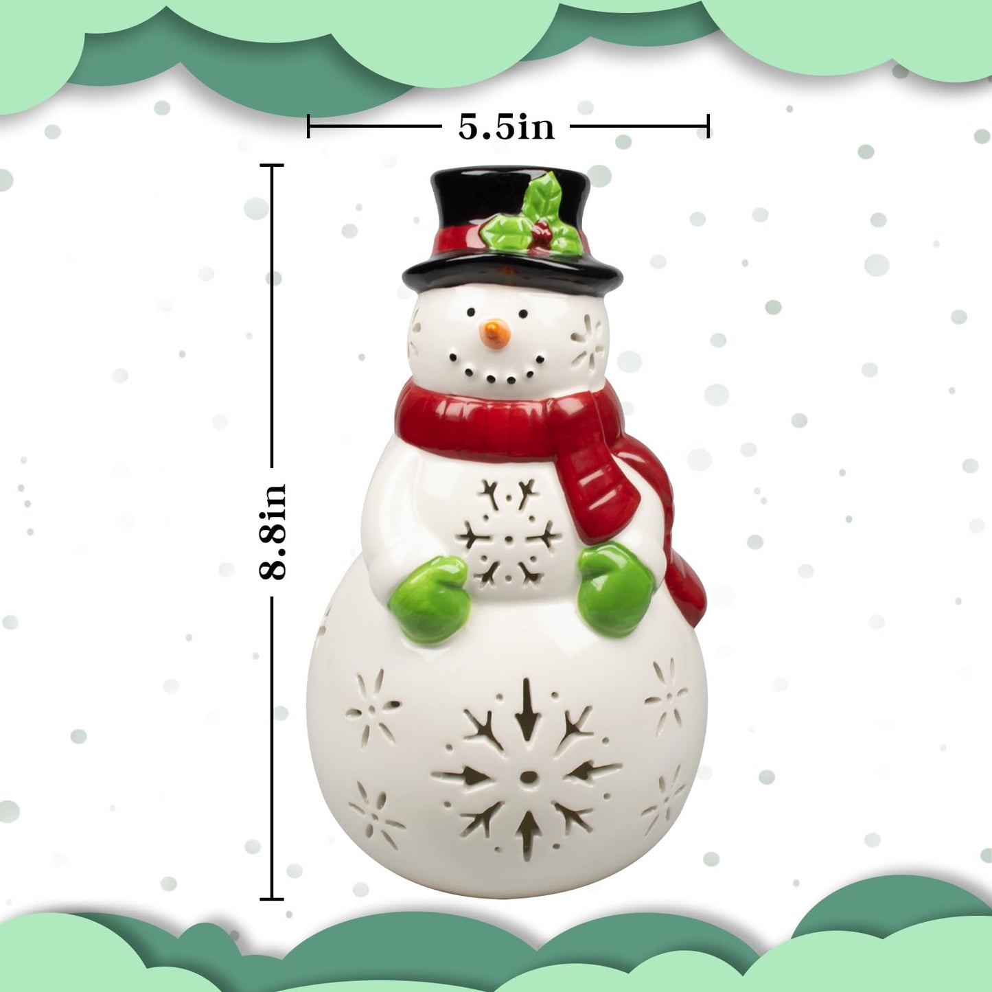 Lihome Snowman Decorations - Led Ceramic Snowman Christmas Decorations For Bedroom Unique Gifts For Mom Grandma