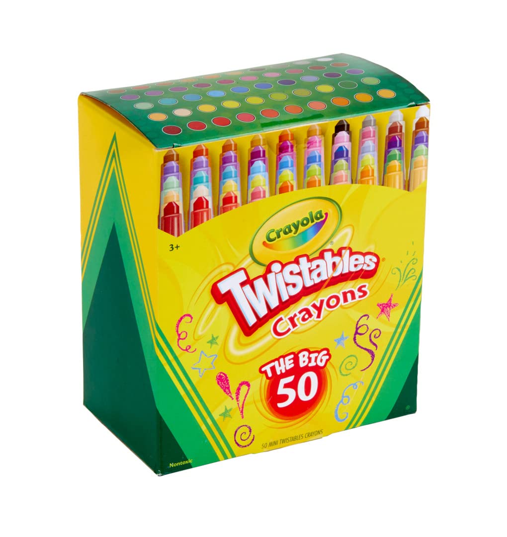 Crayola Mini Twistables Crayons For Kids (50Ct), Arts & Crafts Supplies, Toddler Crayons For Coloring Books, Easter Basket Stuffer For Kids, Gifts