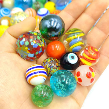 Dshmixia 71Pcs Assorted Marbles For Kids Handmade Big And Small Glass Marbles Bulk Set For Marble Game Toy Cool Colorful Marbles
