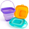 Shindel 3PCS Foldable Buckets, Colorful Foldable Beach Bucket Collapsible Sand Bucket Water Bucket for Beach Fun Summer Vacation