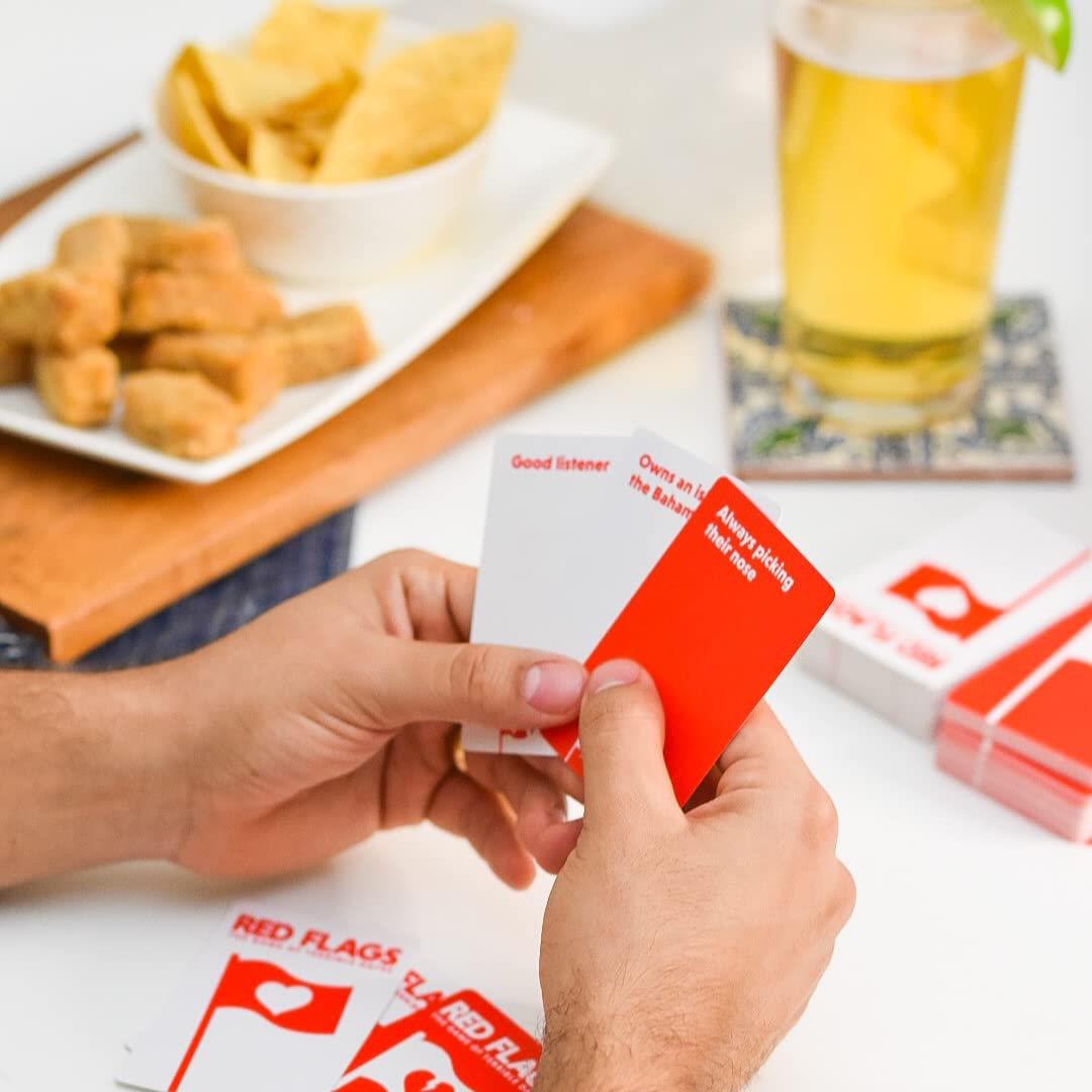 Jack Dire Studios Red Flags Card Game for Adults, Funny Party Game, 3-10 Players, Red, Model RFC-001, Paper Material