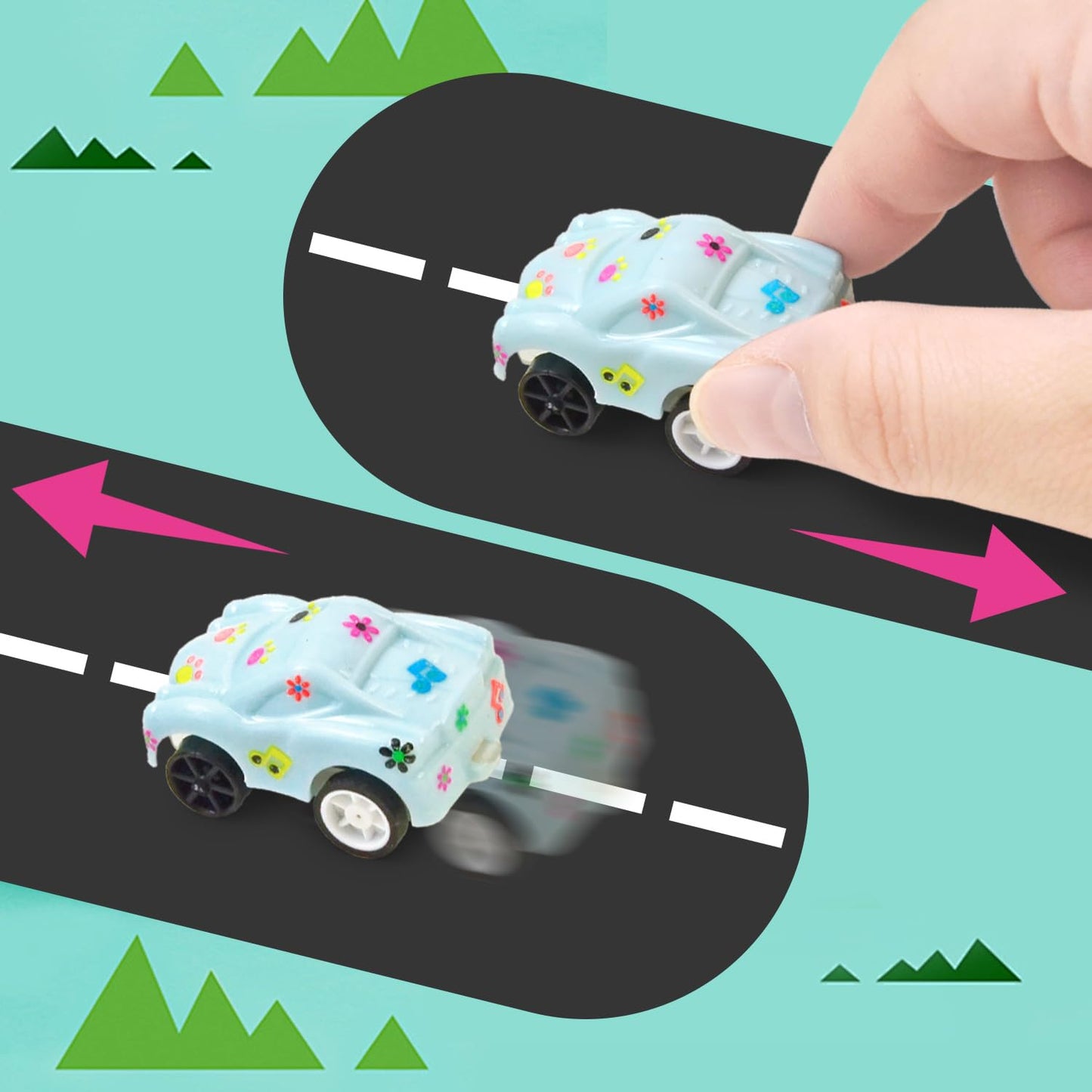 Vileafy 60-Pack Mini Pull Back Cars & Stickers - Party Favors For Kids Age 3-8 - Fun Bulk Toy Cars For Goody Bags, Carnival Priz