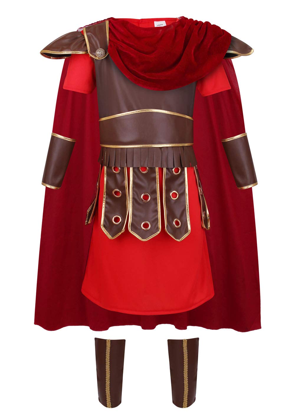 Lmyove Kids Warrior Costume, Halloween Boys Roman Soldier Gladiator Viking Medieval Historical Role Playing Party 4-11Y (Large,Brown)