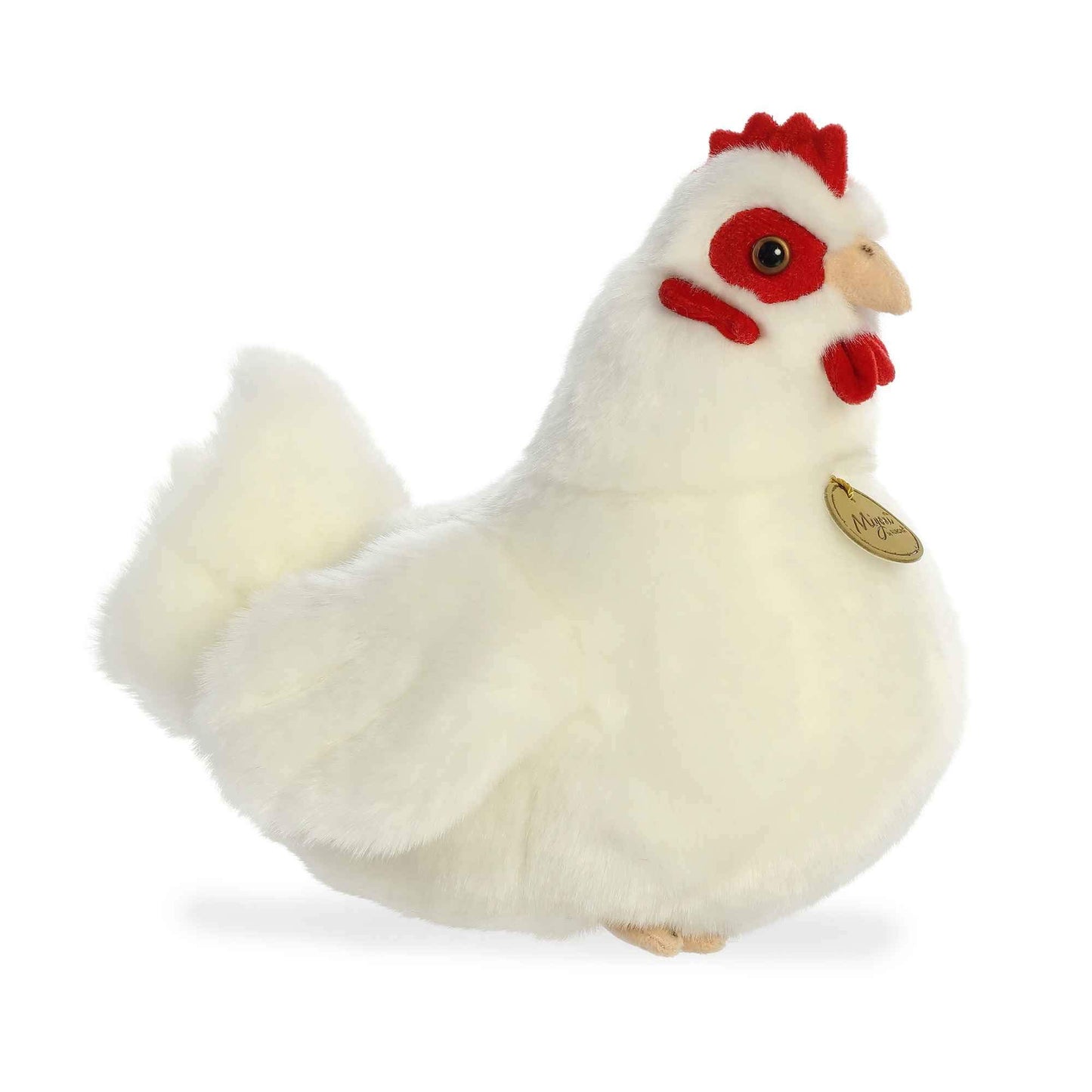 Aurora® Realistic Miyoni® White Hen Stuffed Animal - Lifelike Detail - Cherished Companionship - White 9 Inches