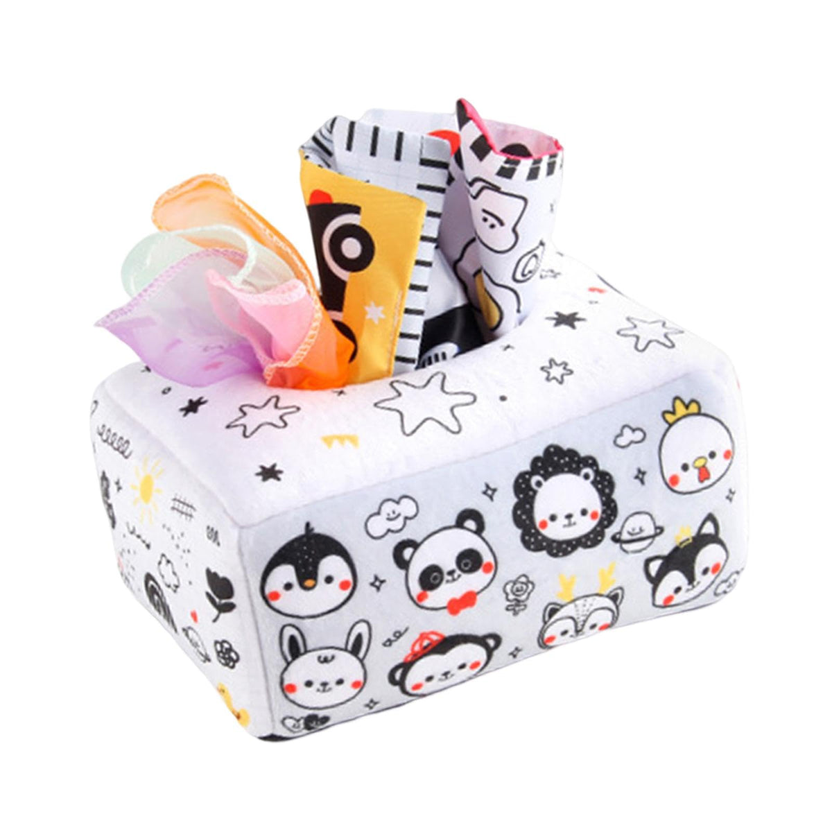 Ujeavette Infant Tissue Box Fine Motor Skill Sensory Toys For Boys Girls Kids 12 Year Black White