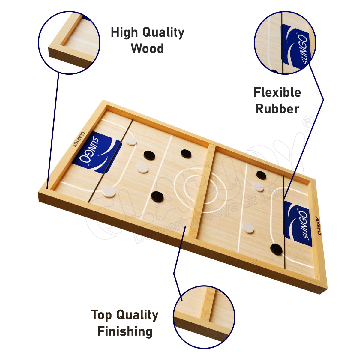 Clapjoy Slingo 2 In 1 Fastest Finger First Board Games For Adults & Kids Wooden String Hockey Game Sling Puck Board Hockey Toy P