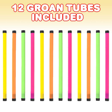 Artcreativity 16'' Funny Groan Tubes - (12 Pack) - Party Noise Makers For Kids And Adults, Fun Moan Tubes In Assorted Colors, Bi