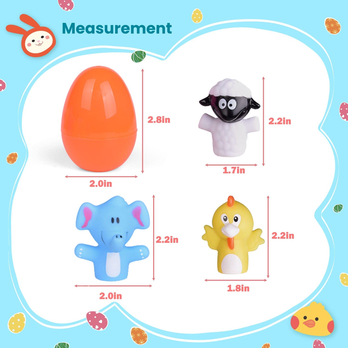 Fun Little Toys 12 Pcs Easter Eggs Prefilled With Animal Finger Puppets, Easter Party Favors, Easter Basket Stuffers, Fillers Ea