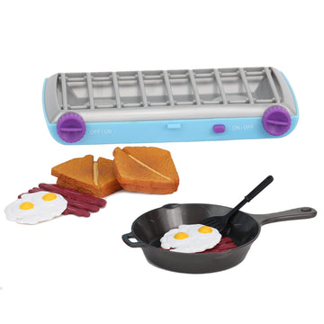 Sophia'S Play Camping Stove & Outdoor Play Kitchen Food Set For 18 Inch Dolls With Lights, Sound Effects & Pretend Play Breakfast Food Accessories, Light Blue