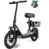 Hiboy Q2 Electric Scooter with Seat for mature-themeds 500W Peak Motor 20MPH 22 Miles Range Foldable Dual Suspension Front & Rear Drum Brakes Commuter E Scooter with Basket & Phone Holder Pure Black