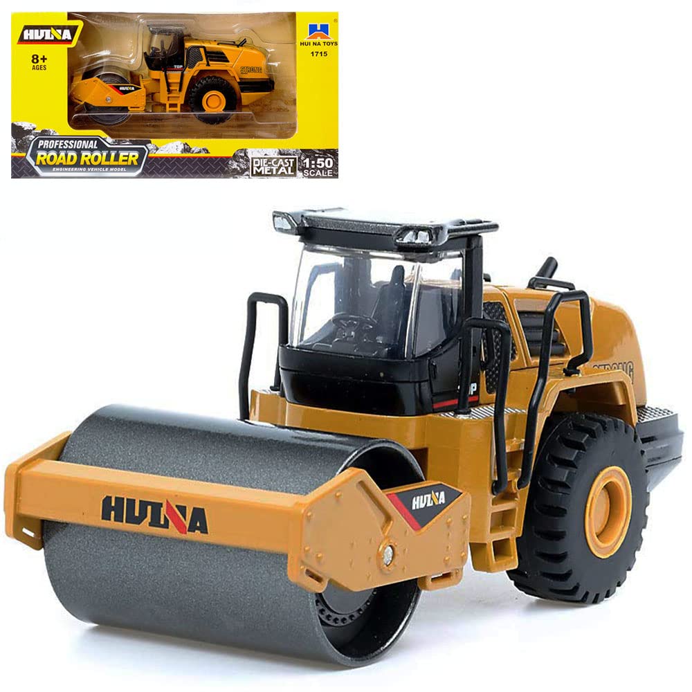 Gemini & Genius Construction Vehicle Toys Road Roller 1/50 Scale Die-Cast Grader Engineering Road Planer Vehicle, Asphalt Drum C