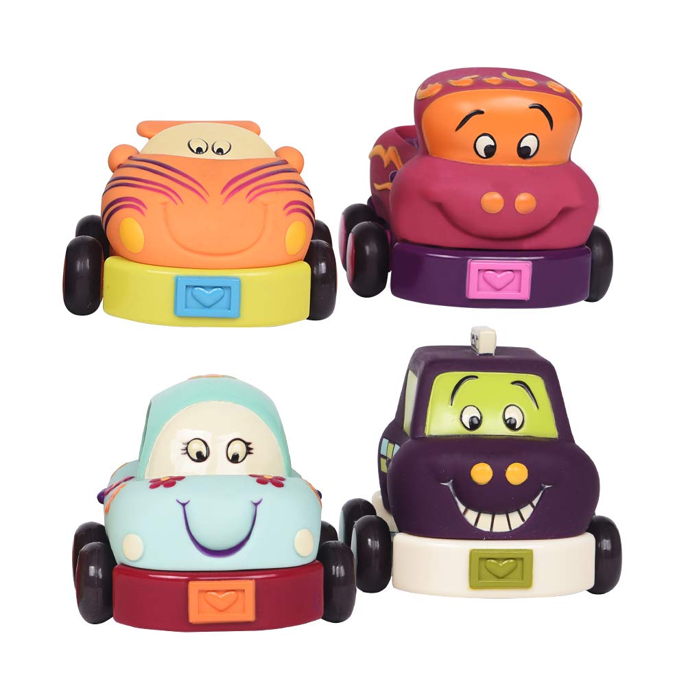 B. Toys – Wheeee-ls – Lot De 4 Voitures à Friction Souples Et Rigolotes – Jouets Bébé Dès 1 An Avec Sons Amusants