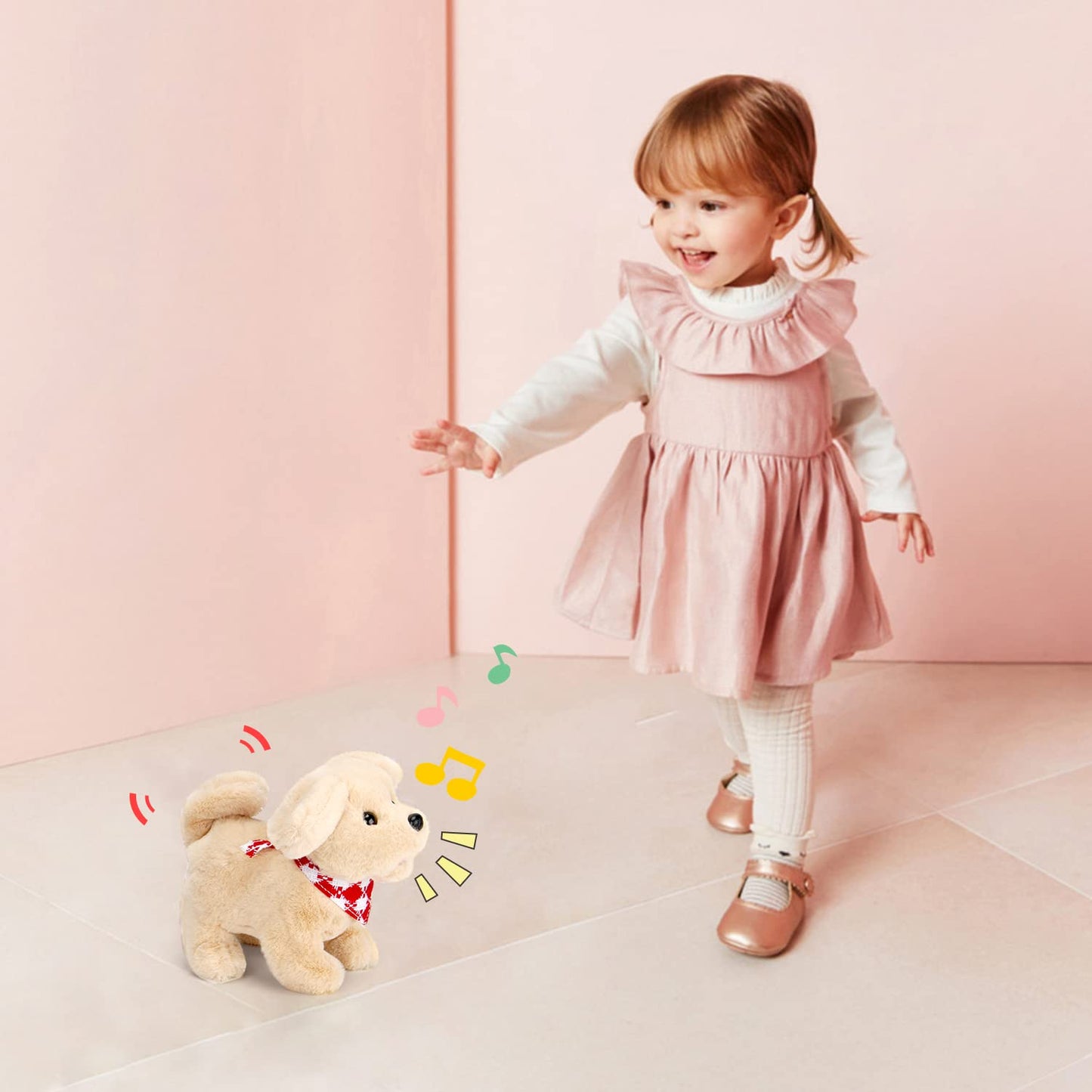 Sotodik Electric Plush Toys Corgi Puppy Interactive Pet Dog-Walking,Barking,Tail Wagging Interactive Toys For Toddler Kids Boys Girls