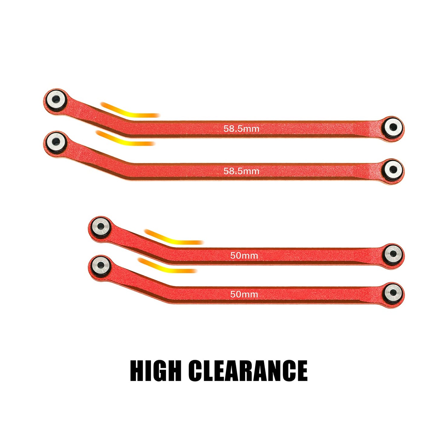 GTHELE High Clearance 4 Links Set for Axial SCX24 C10 AXI00001 JLU AXI00002 Bronco AXI00006 1/24 RC Crawler Car,8PCS(Red)