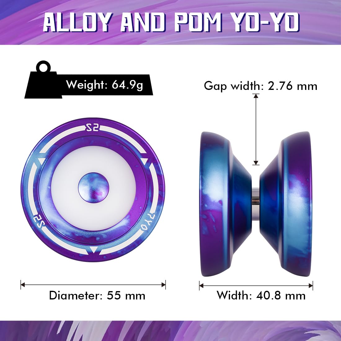7Yo S2 Responsive Yoyo Professional Trick Yoyo For Kids 8-12, Finger Spin Dual Purpose Yoyo For Adults, Metal Yo Yo Unresponsive