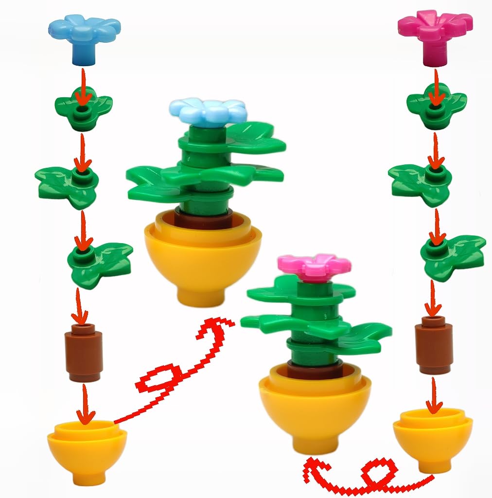 Dspitwod City Street Lamp House Garden Building Accessories With Lights Trees And Flower Pot Block Toys Compatible With Major Br