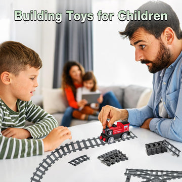 Etarnfly Classic City Train Tracks, 32Pcs Curved And 6Pcs Straight With 1 Integrated Split Train Tracks - Railroad Building Toy