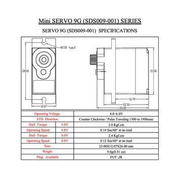 San Shu Sds009-001 Micro Servo 0.31Oz/9G For Radiolink A560 Aileron Original Replacement, Aircraft Car Boat Models, And Robot/Me