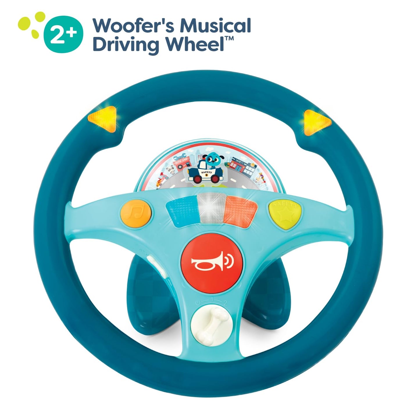 B. Toys Woofer'S Musical Driving Wheel - Pretend Play Steering Wheel With Music, Sounds & Lights For Toddlers, Kids 2 Years+