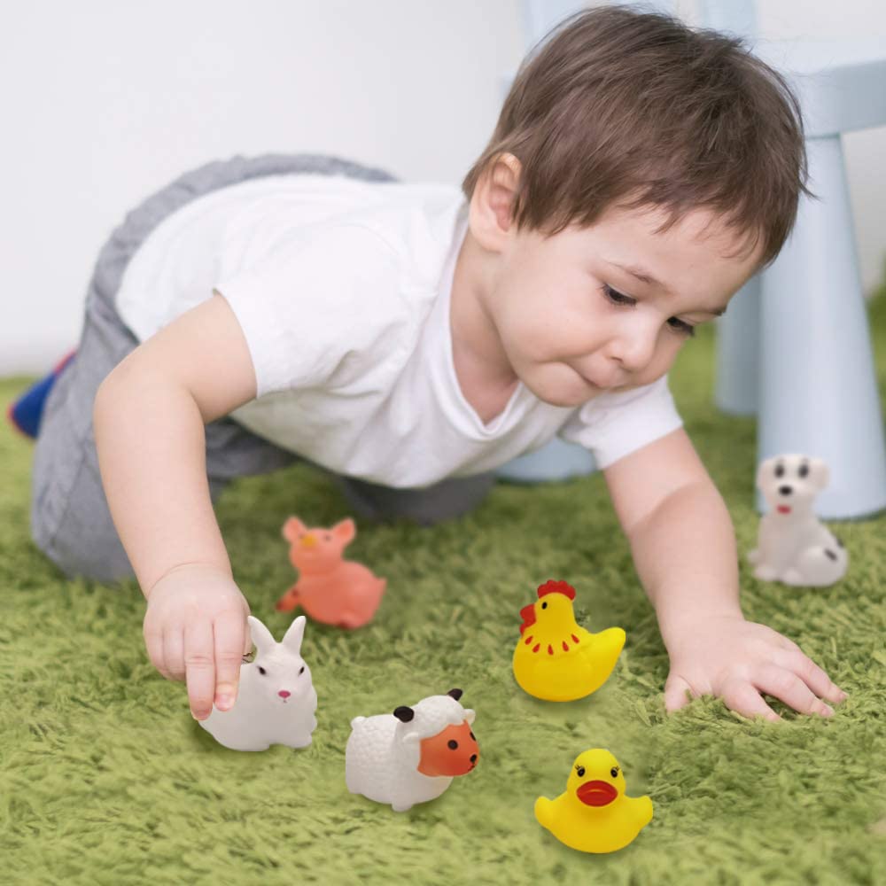 Artcreativity Vinyl Farm Animals, Pack Of 12 Assorted Squeezable Toys, Farm Birthday Party Favors For Kids, Fun Bath Tub And Pool Toys For Children, Educational Learning Aids For Boys And Girls