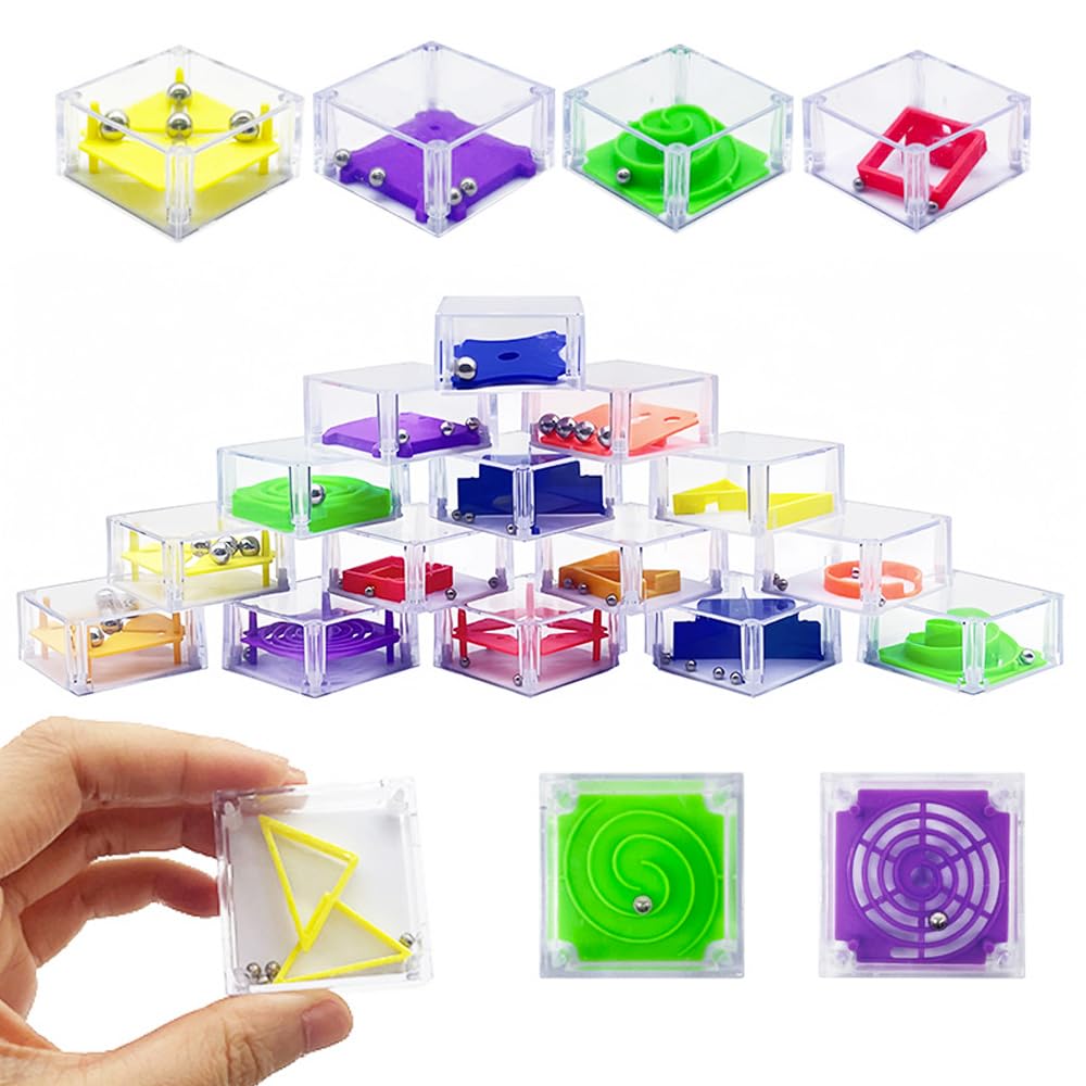24 Pcs Balance Iq Maze Game,Mini Maze Cube Puzzle Box 3D Brain Maze Toy Puzzles Party Favor Games, Ideal Prizes Gifts For Kids And Adults