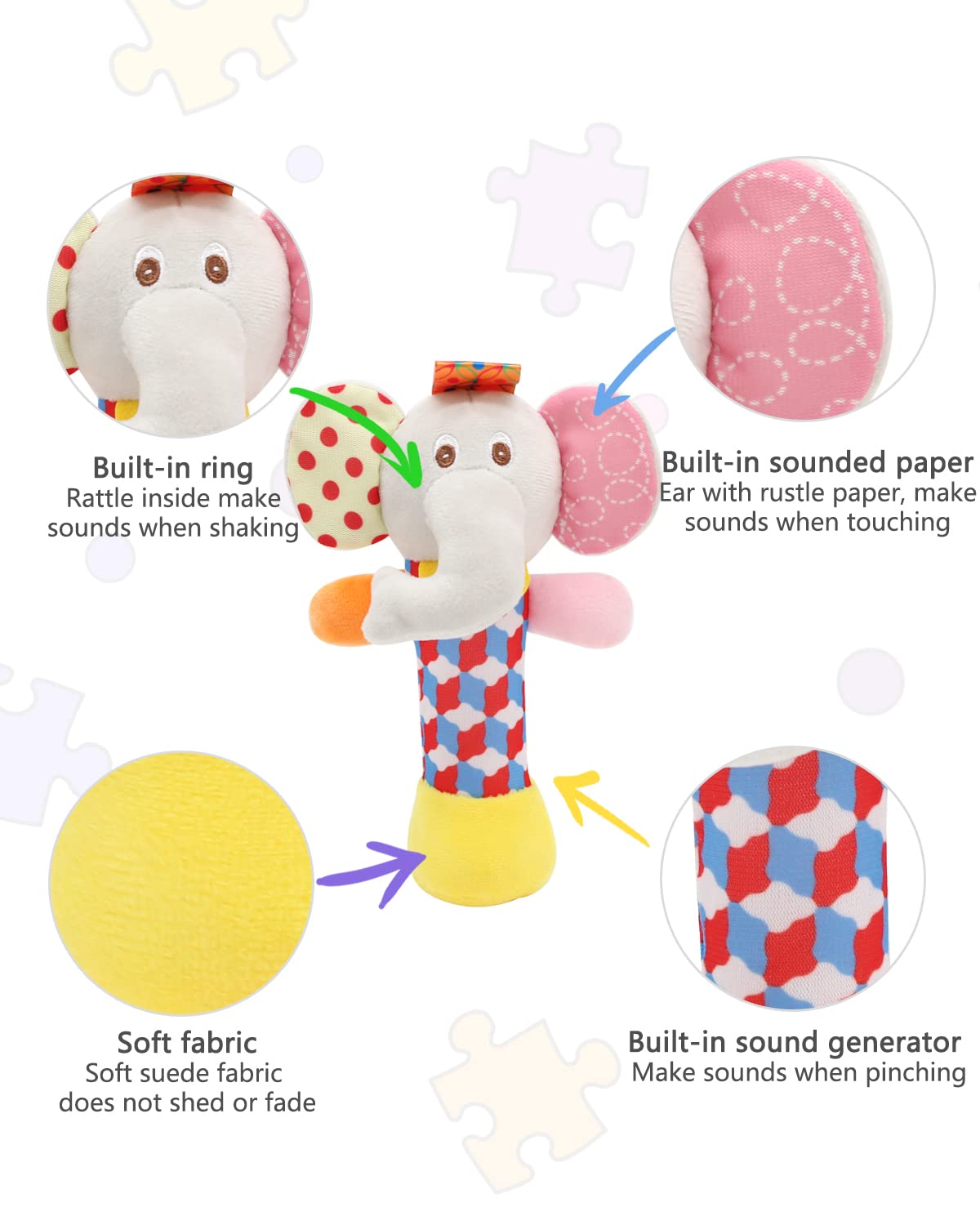 Bloobloomax Wrist Rattles Foot Finder Rattle Sock Baby Toy,Rattle Toy,Arm Hand Bracelet Rattle,Feet Leg Ankle Socks,Activity Rattle Present Gift For Newborn Infant Babies Boy Girl Bebe (5Pcs-E)