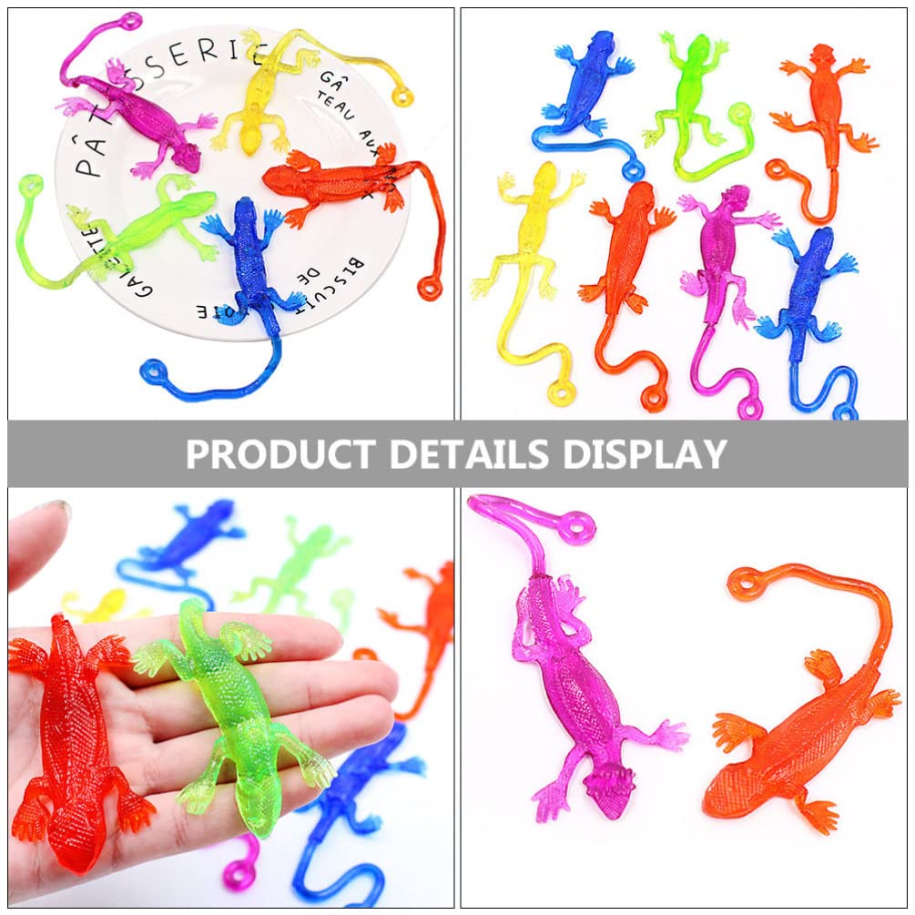 Nuobesty 15Pcs Stretchy Sticky Lizards Toys Funny Sticky Lizards Mini Tpr Lizard Toys For Kids Party Favors Goodie Bags Filler