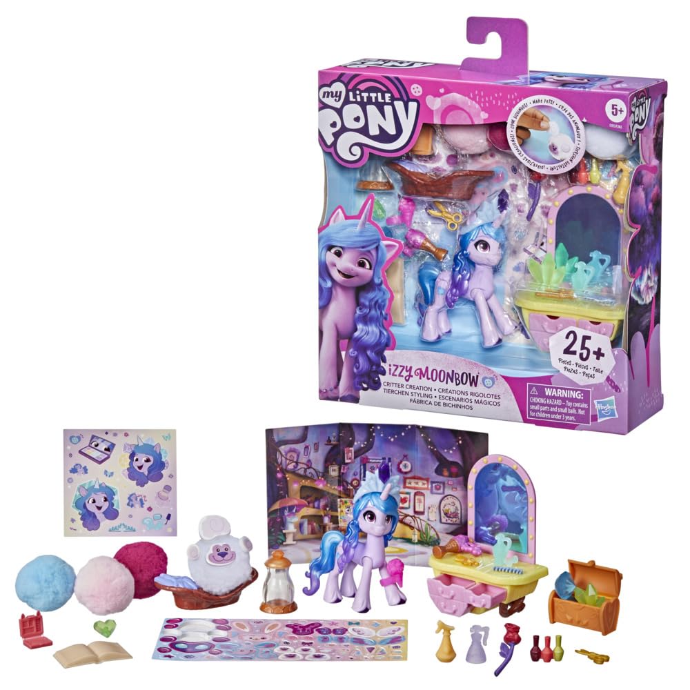 My Little Pony: A New Generation Movie Story Scenes Critter Creation Izzy Moonbow - Toy With 25 Accessories And 3-Inch Purple Pony