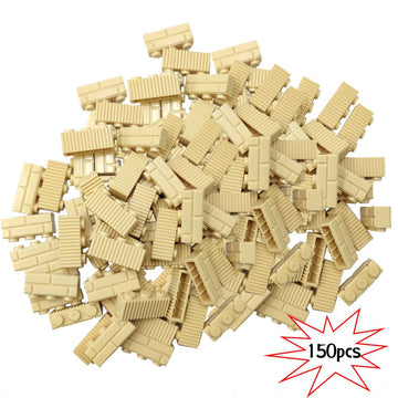Zhx Masonry Profile Bricks Bulk Khaki Color Diy Building Block Toy For Wall Parts And Pieces Compatible For Major Brand 1X3 Brick 150Pcs