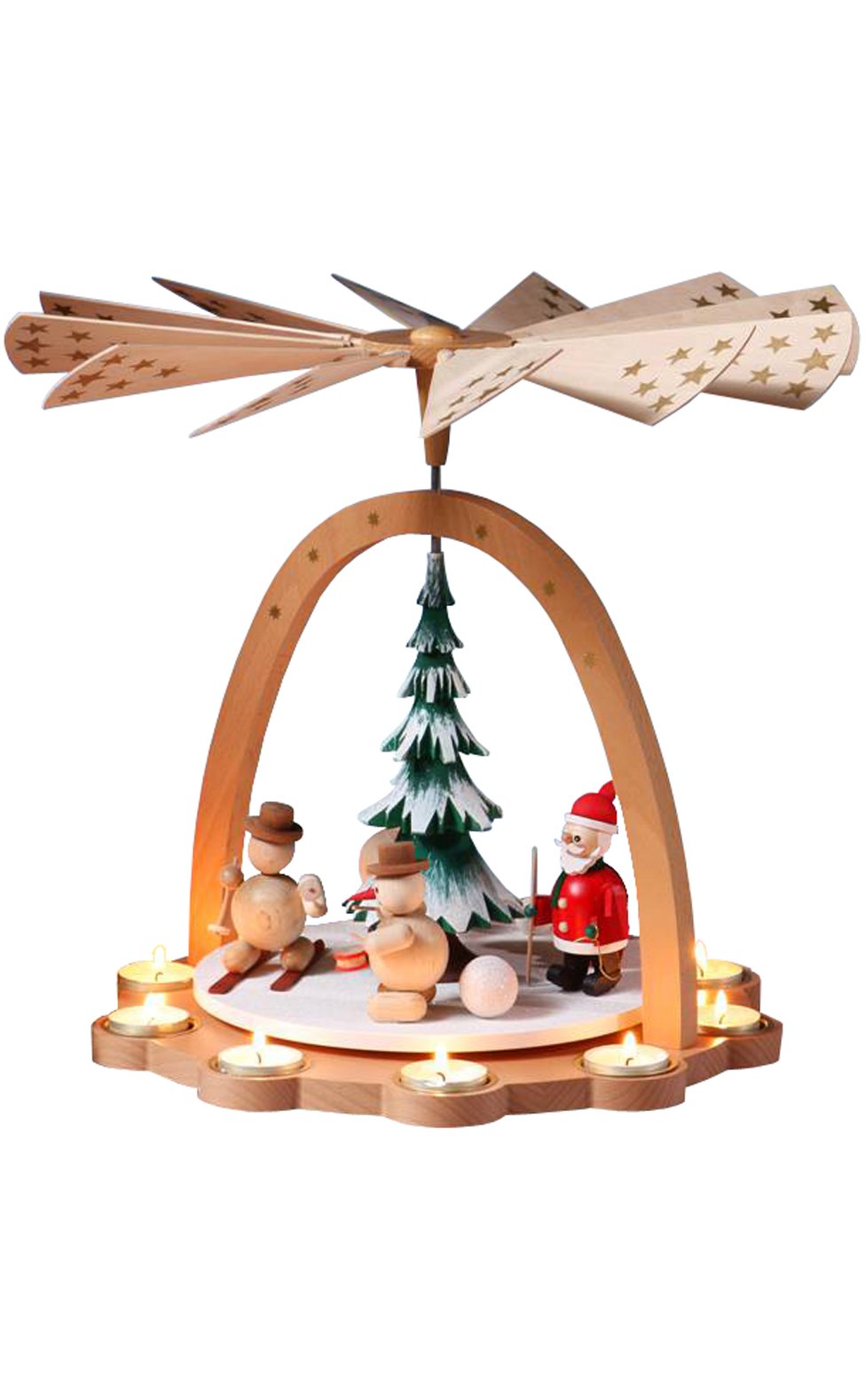 Alexander Taron Importer 16271 Richard Glaesser Pyramid-Skiing Santa And Snowmen-15 H W X 16'' D, Brown
