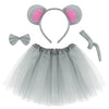 Jmkcoz Gray Mouse Costume Tutu Set, Mouse Ear Headband Bowtie Tail Bow Tie Animal Fancy Dress Costume Kit For Halloween Cosplay