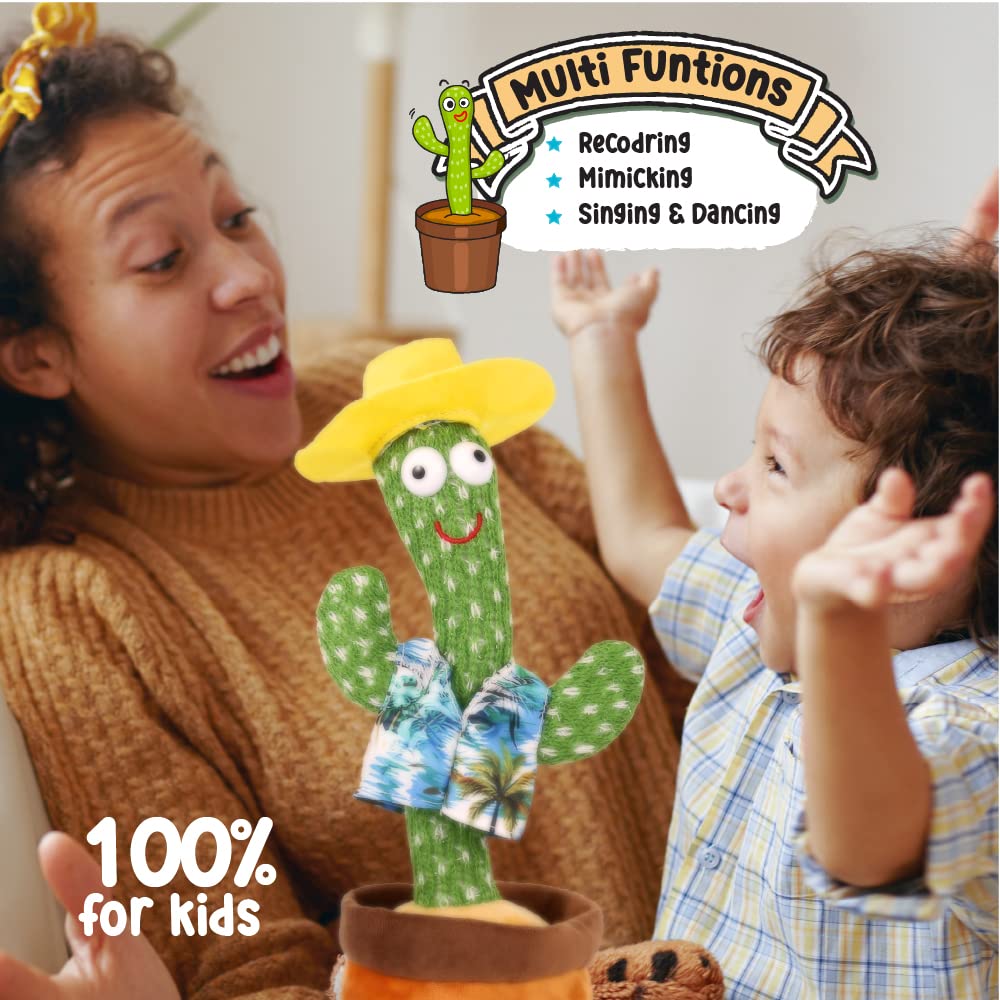 Dancing Cactus, Talking Cactus Toy For Baby Cactus Toy Mimic Voice Recording Repeats What You Say | Gift For Toddlers/Kids (Rech