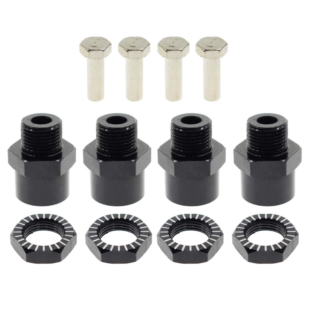 AUTOKAY 4PCS 12mm to 17mm Aluminum Wheel Hex Hub Adapter Conversion Extension for RC Car