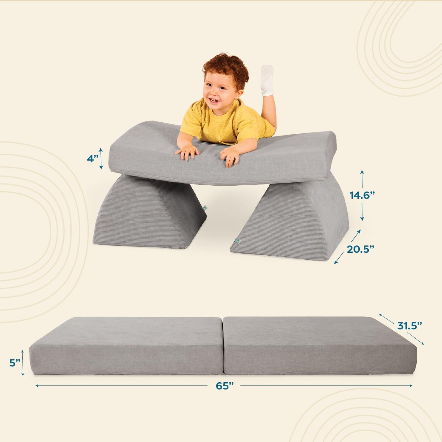 B. Toys – Foam Fort Playset – Modular Foam Building Set – Sensory Fabric Covers & Handles – Removable & Machine-Washable Covers – 12 Months + – Wonderfort