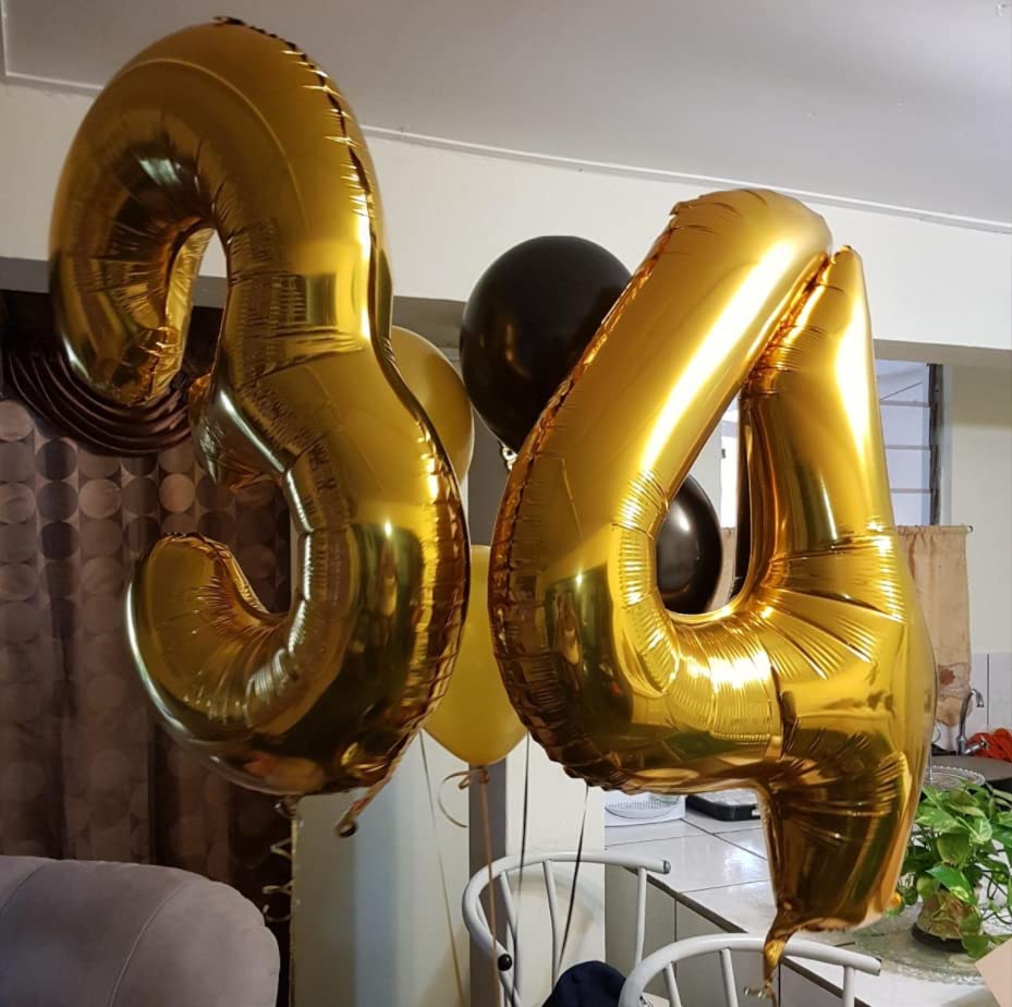 Paticool Gold Number 4 Balloon, 40 Inch Large Number Foil Mylar Balloons For 4Th Girl Boy Birthday Party Celebration Decorations