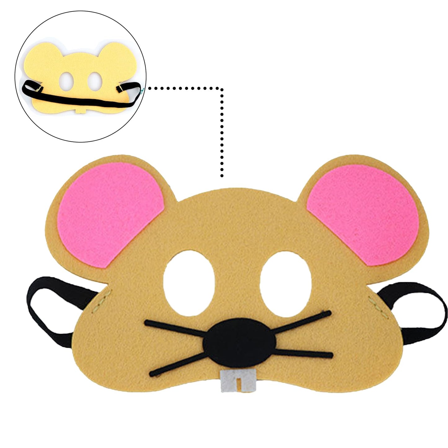 Jtnohx Felt Animal Masks, 10 Pcs Halloween Mask, Animal Costume For Birthday Party Supplies (Mouse Mask)