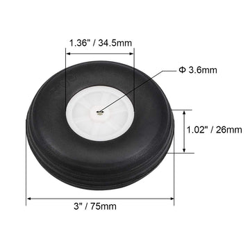 Uxcell Tire And Wheel Sets For Rc Car Airplane,Pu Sponge Tire With Plastic Hub,3'' 2Pcs