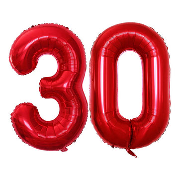 Goer Number 30 Balloons For 30Th Birthday Party Decorations,42 Inch Jumbo Foil Helium Balloons For 30Th Anniversary (Red)