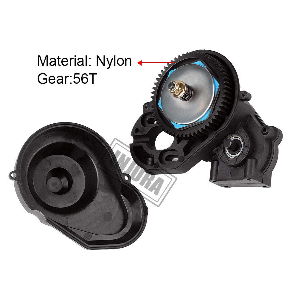 INJORA Complete Gearbox Transmission with Gears Set 1/10 RC Crawler Car Axial SCX10 SCX10 II 90046 Upgrade Part (Black Complete