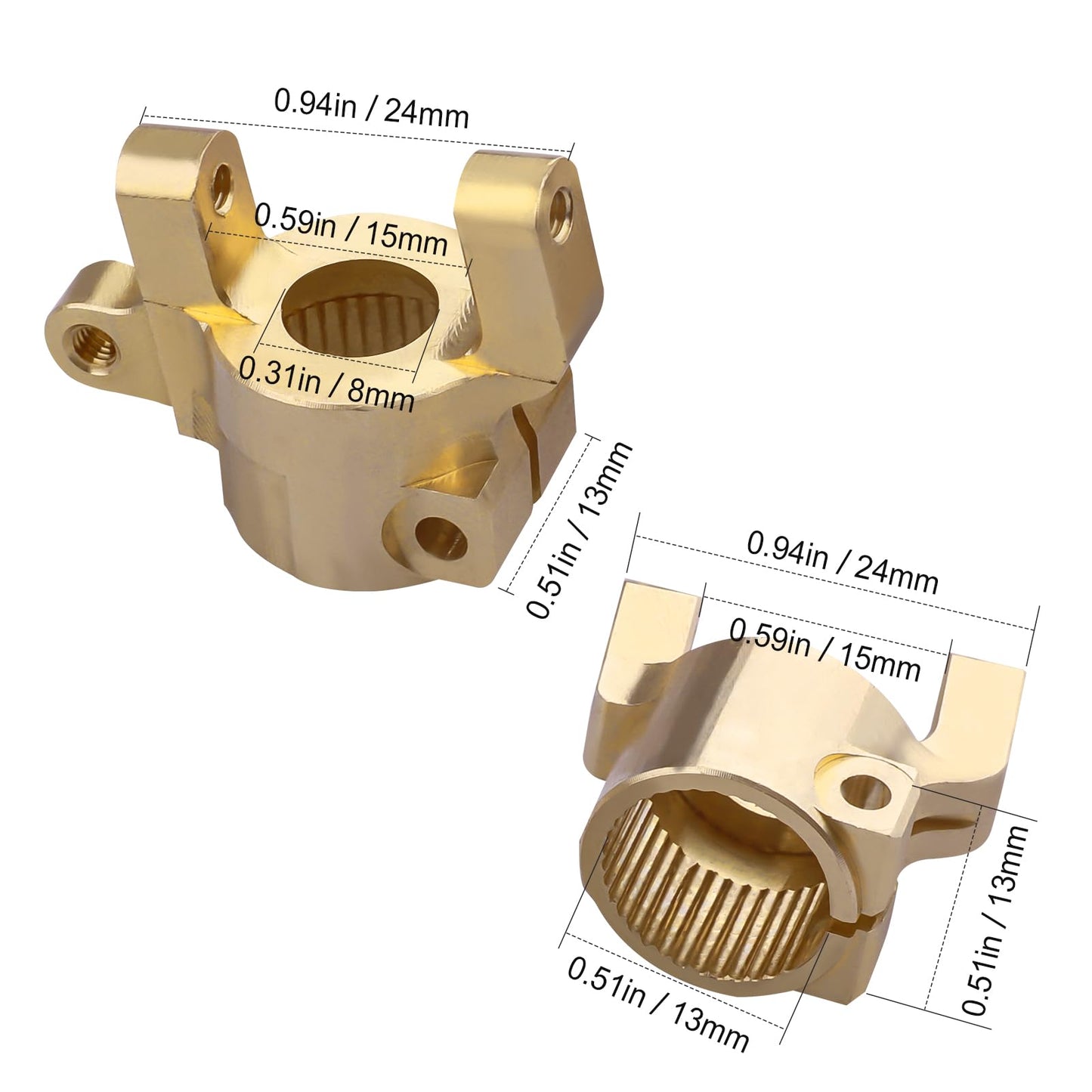 FriHobby 31.4g Upgraded Brass C-Hub Heavy Duty Weights for Axial SCX10 II 1/10 RC Crawler Upgrades Replacement Parts