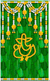 Zeonely Mart talambralu ganesh ji backdrop cloth,size 8 Ft Lenth * 5 Ft width(cloth13) pooja backdrop decoration cloth |backdrop