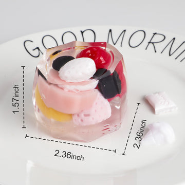 Taba Squishy Fruit Cup Pudding Kit- Mini Realistic Food Handmade Silicone Sensory Toy