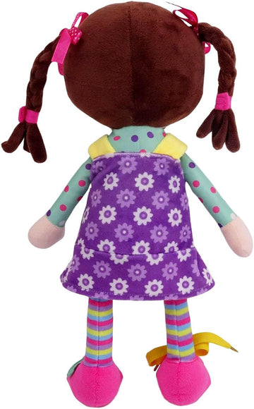 Snuggle Stuffs Sugar Snap Plush Doll - 15 Montessori Toy for Toddlers, Learn to Dress - Zipper, Snaps, Buttons, Buckle - Purple Dress
