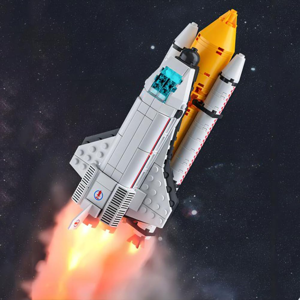 Vilbocr Space Shuttle Toy Building Blocks Toys For 4+ Years Boys Kids Gift Idea Spacecraft Aerospace Building Kit Toy107Pcs-Comp