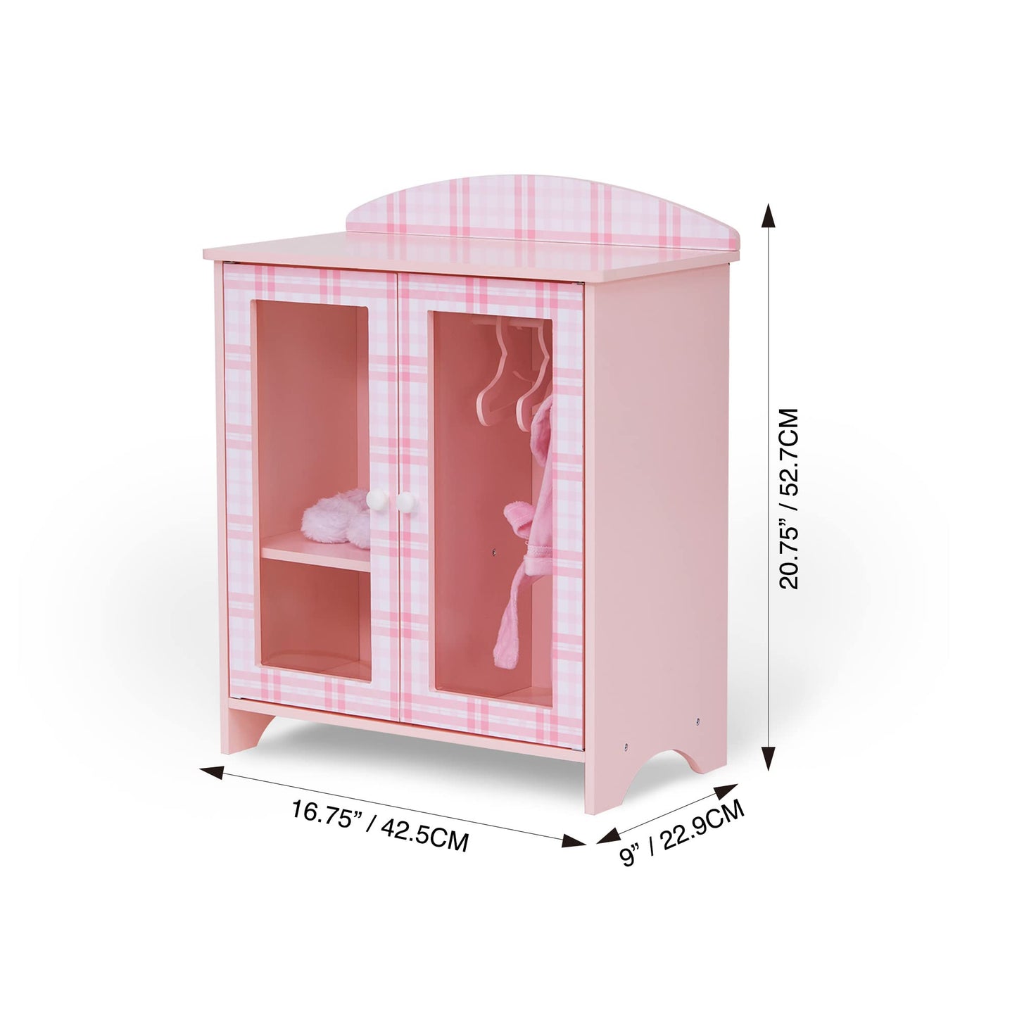 Sophia'S 18' Doll 6 Pc. Aurora Princess Pink Double-Door Armoire With Hangers, Robe, Slippers