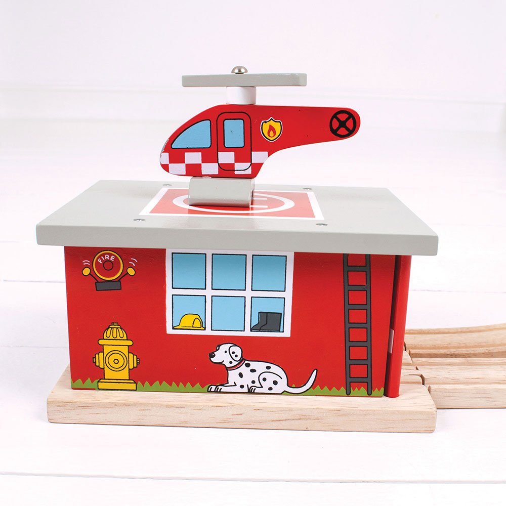Bigjigs Rail, Firestation Shed, Wooden Toys, Bigjigs Train Accessories, Wooden Fire Station, Wooden Shed, Rescue Vehicles Toys, Wooden Train Sets, Wooden Toys For 3 4 5 Year Olds