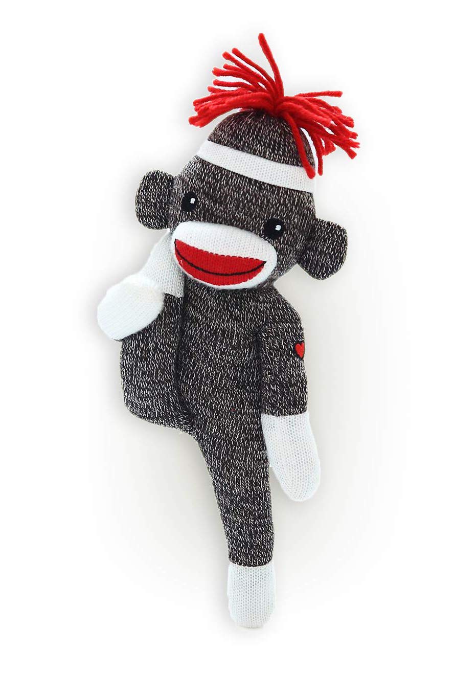 Plushland Adorable Sock Monkey 8 Inches Tall - Soft Realistic Plush Knitted Stuffed Animal Toy Gift - For Kids, Babies, Teens, Girls And Boys (New Brown)