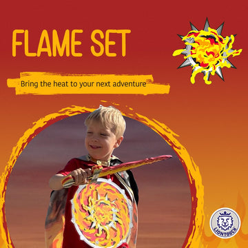 Liontouch - Fantasy Fire Flame Set | Foam decorative replica blade & Shield for Kids Age 3-8 Years | Medieval Pretend Play in Roaring Fire Style | Safe Toy & Battle Accessories for Boys Dress Up & Costumes