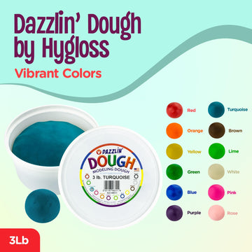 Hygloss Dazzlin’ Modeling Dough, Non-Toxic Turquoise Craft Dough, 3 lbs, Unscented, Perfect for Kids Arts & Crafts, Great Stocking Stuffer
