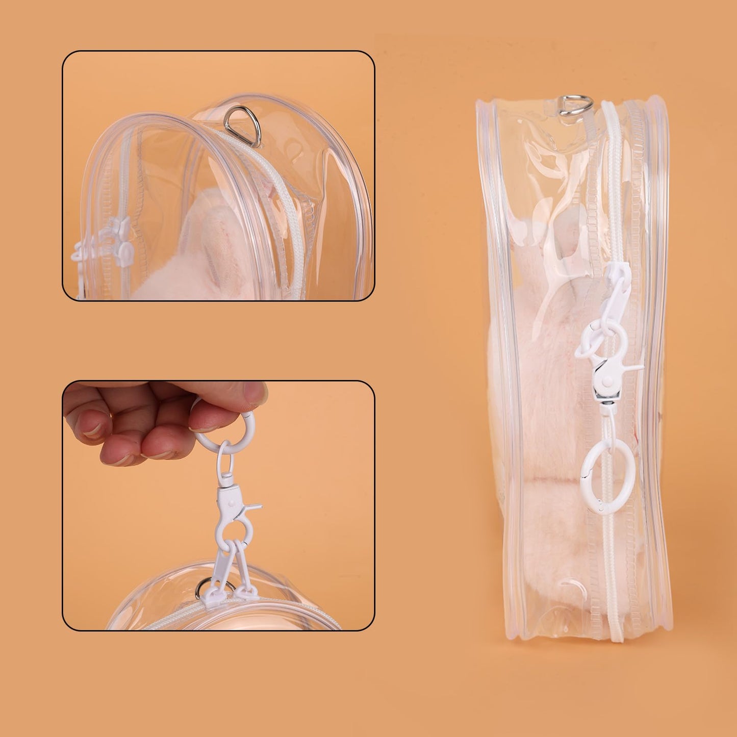 Tinoaly 2Pcs Protective Case For Dolls, 7.68X4.13 Inch Waterproof Pvc Clear Cover Figure Display Bag Keychain Holder With Pompom